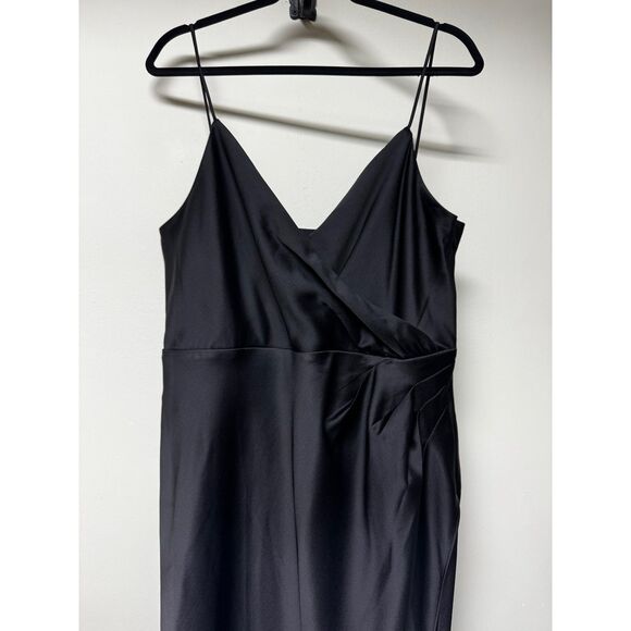 BHLDN Anthropologie Freya Satin Charmeuse Gown, Black, Sz 14 - Picture 5 of 15
